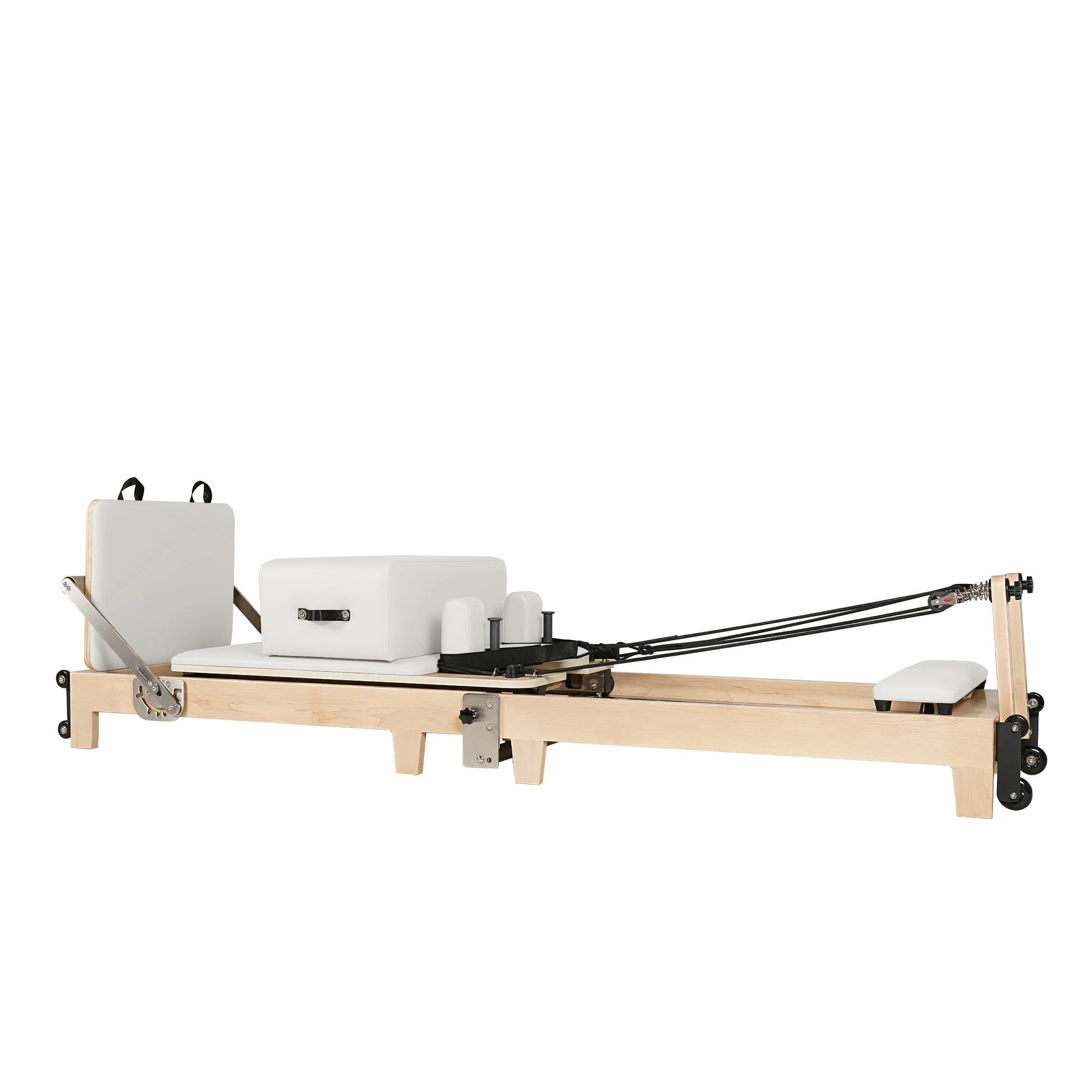 Foldable Maple Wood Pilates Reformer White