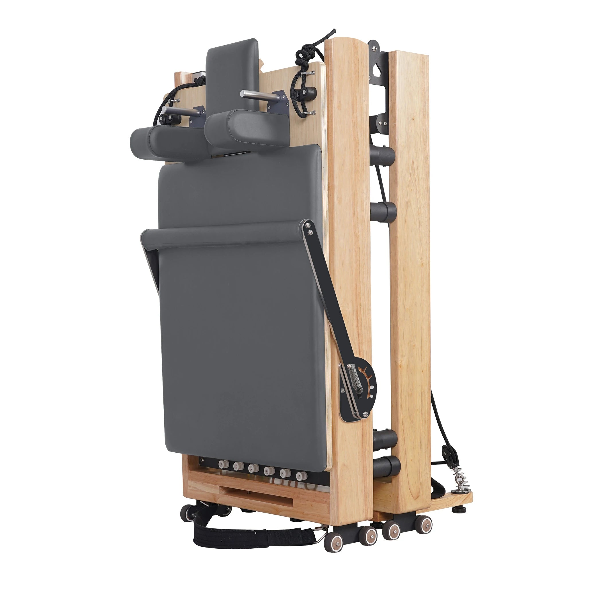 Foldable Oak Pilates Reformer Grey