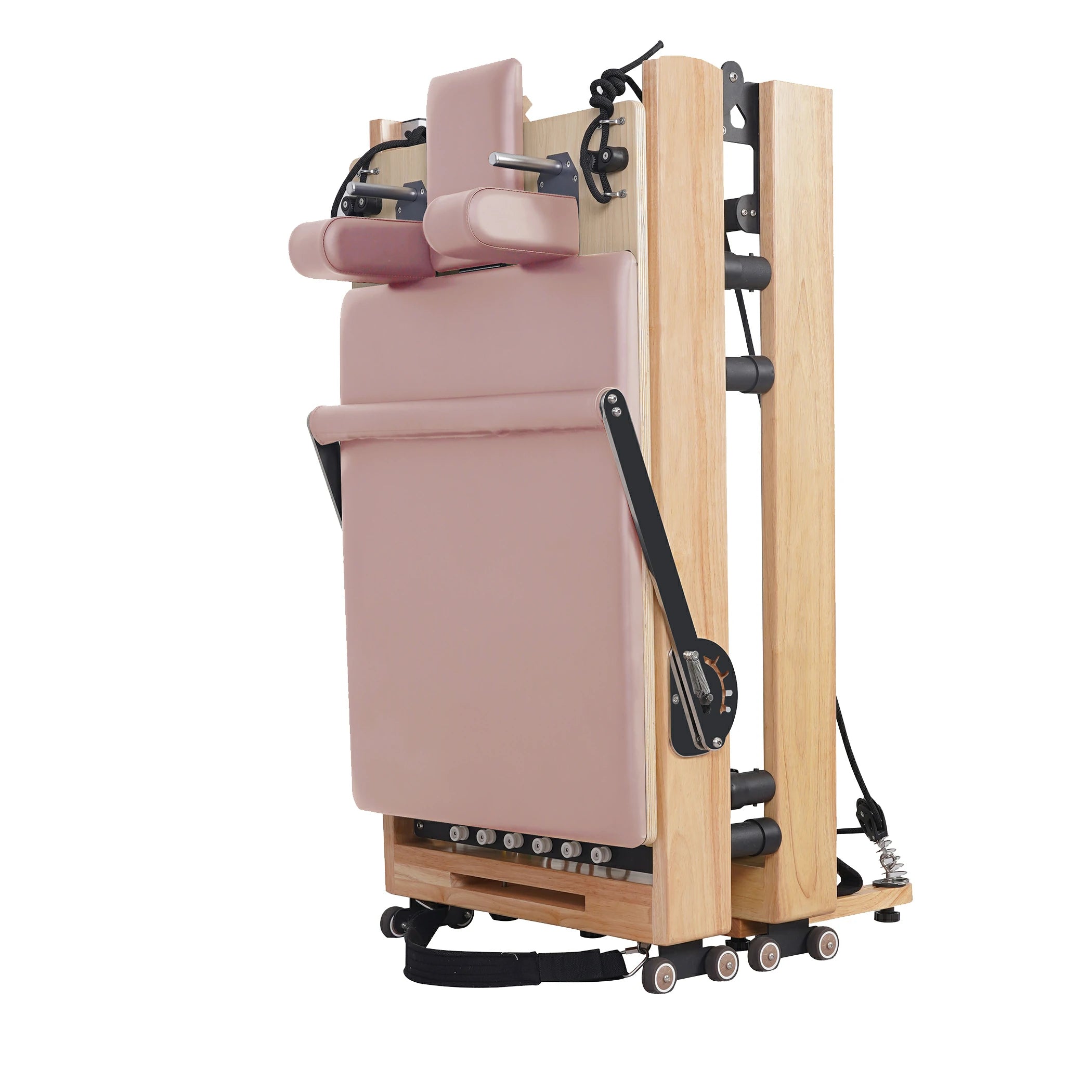 Foldable Oak Pilates Reformer Pink