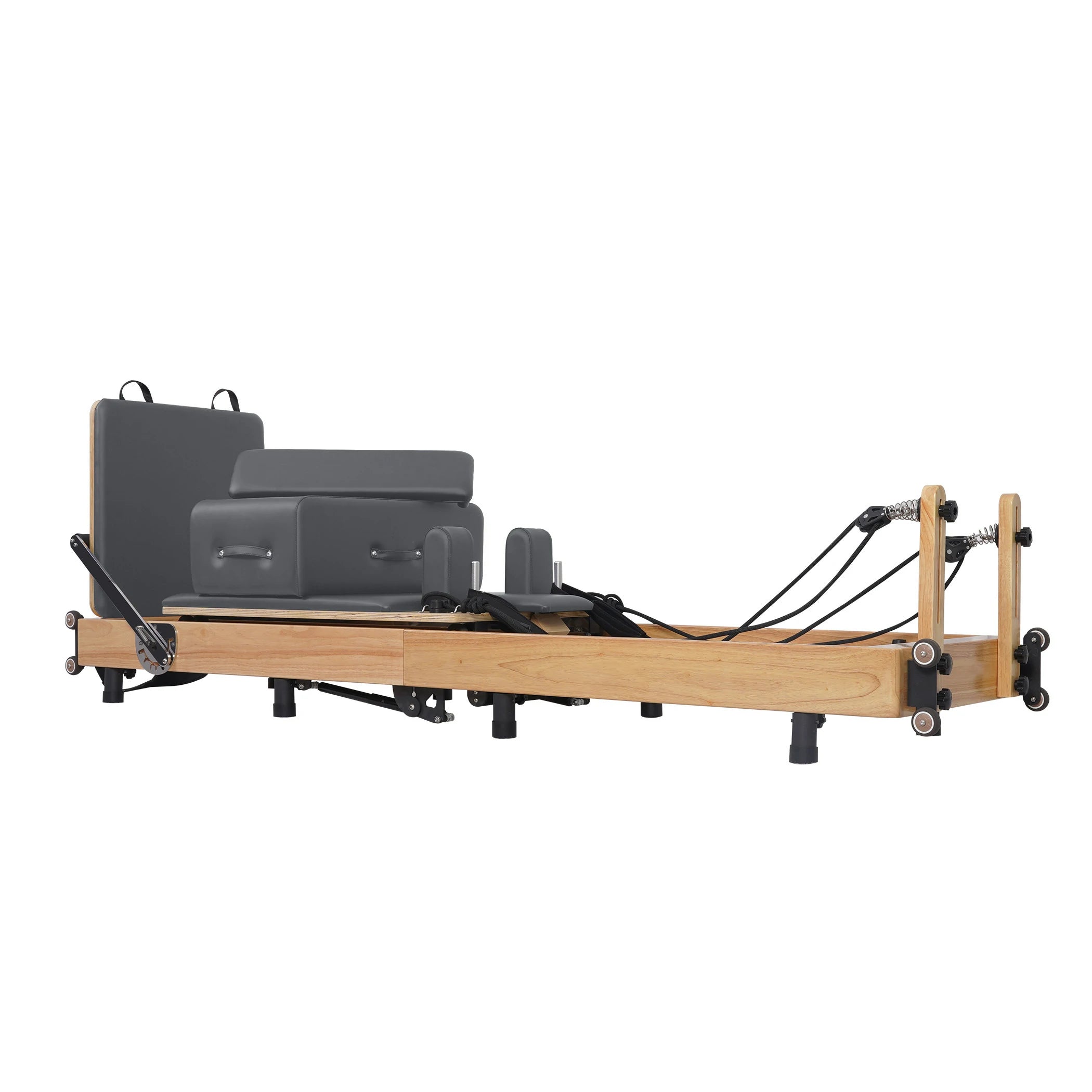 Foldable Oak Pilates Reformer Grey