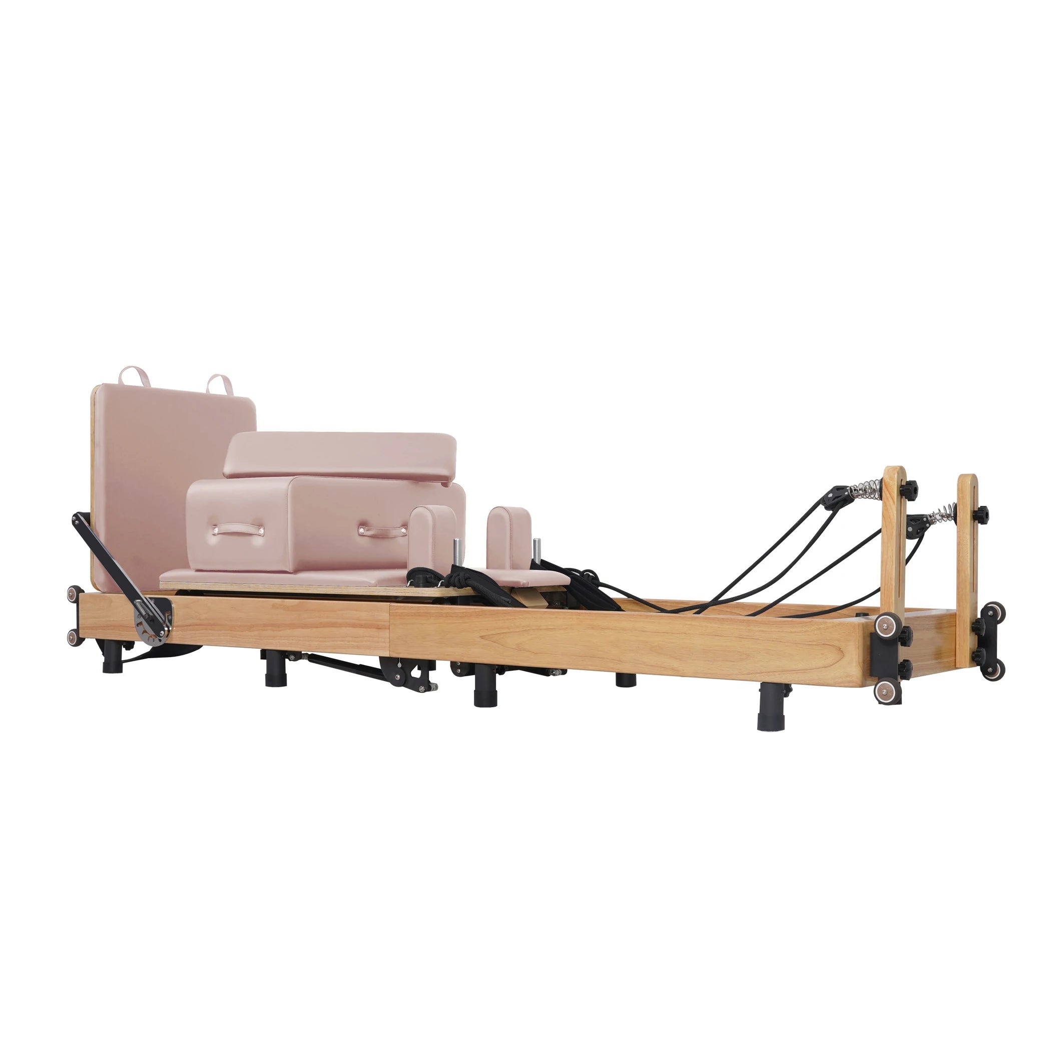 Foldable Oak Pilates Reformer Pink