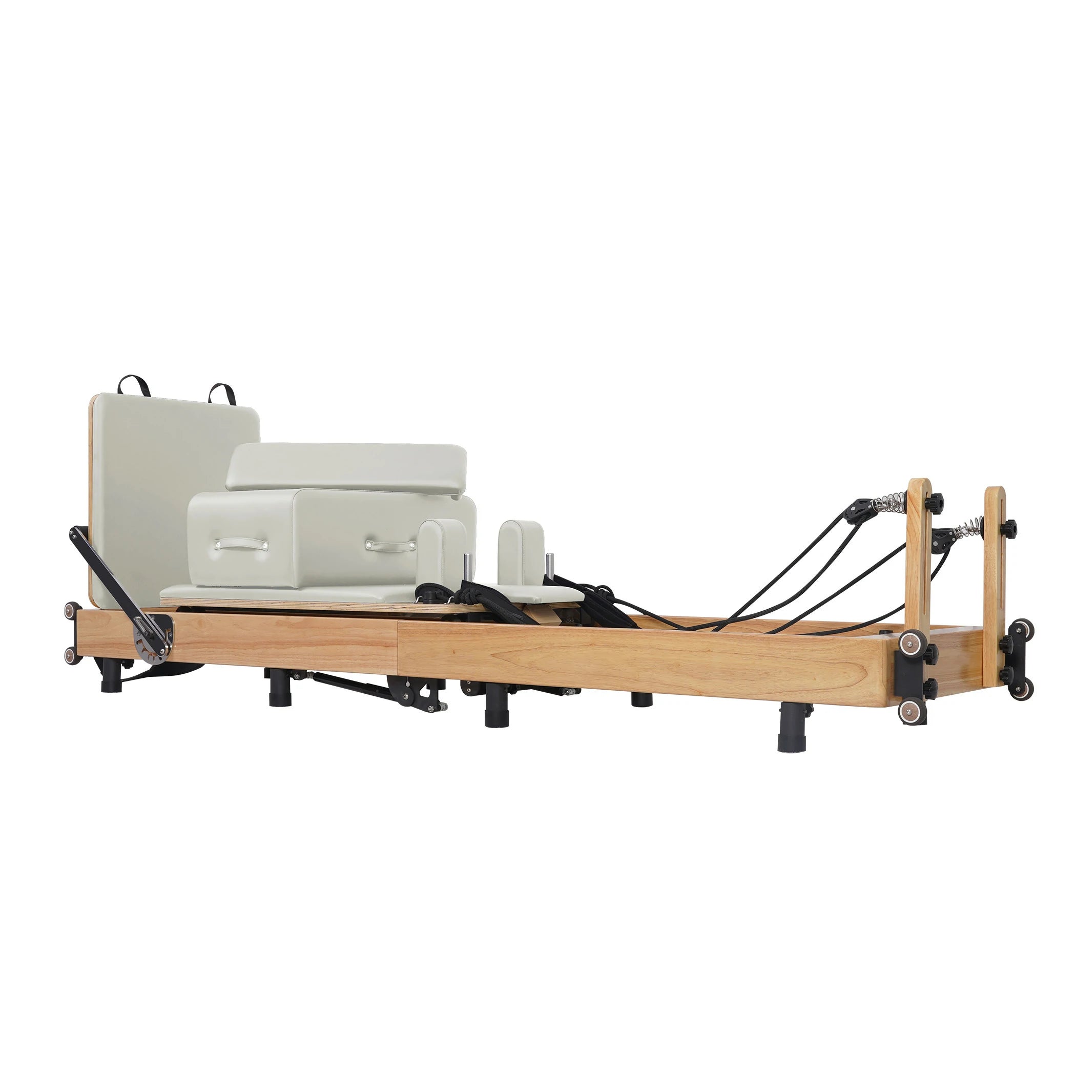 Foldable Oak Pilates Reformer Cream White