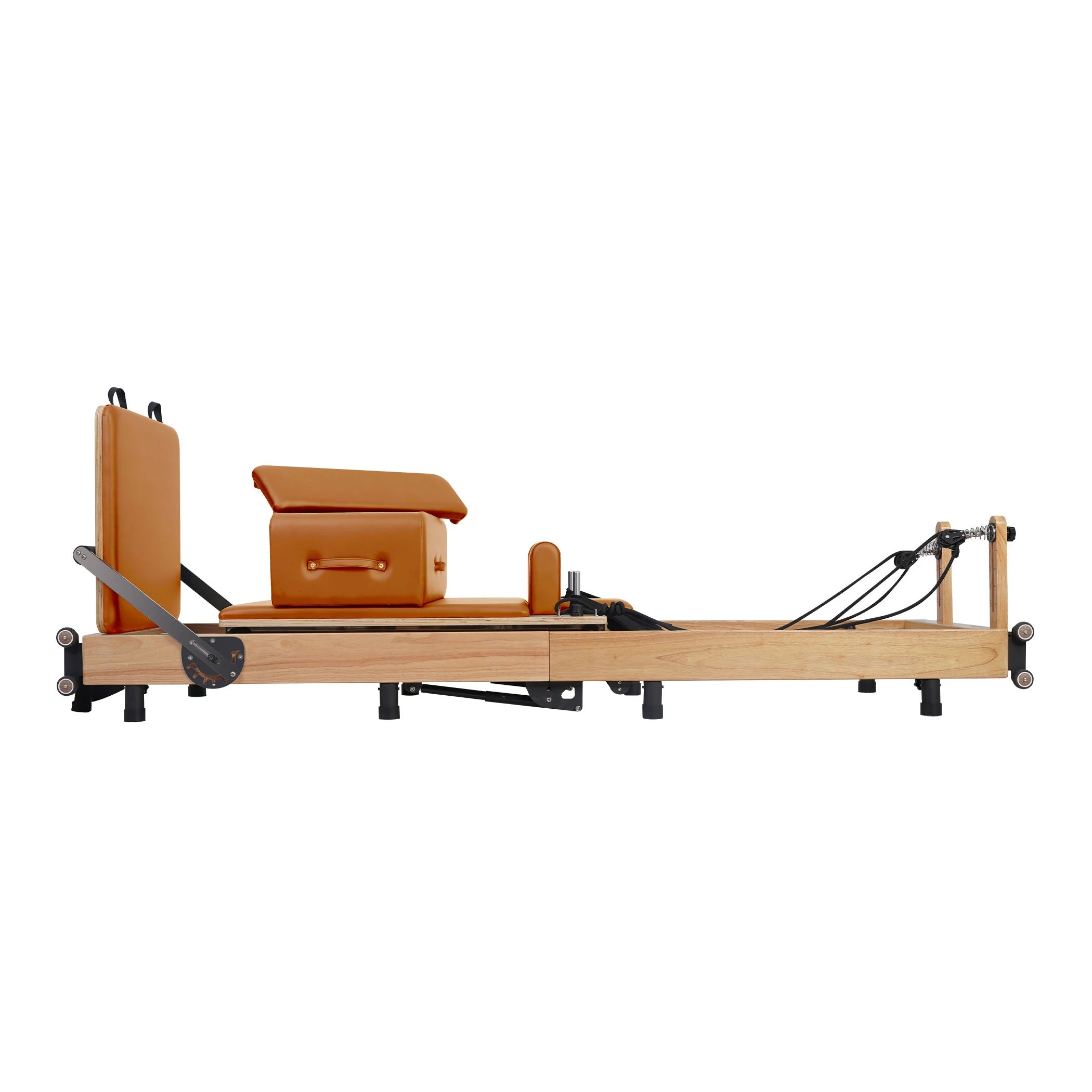 Foldable Oak Pilates Reformer Orange