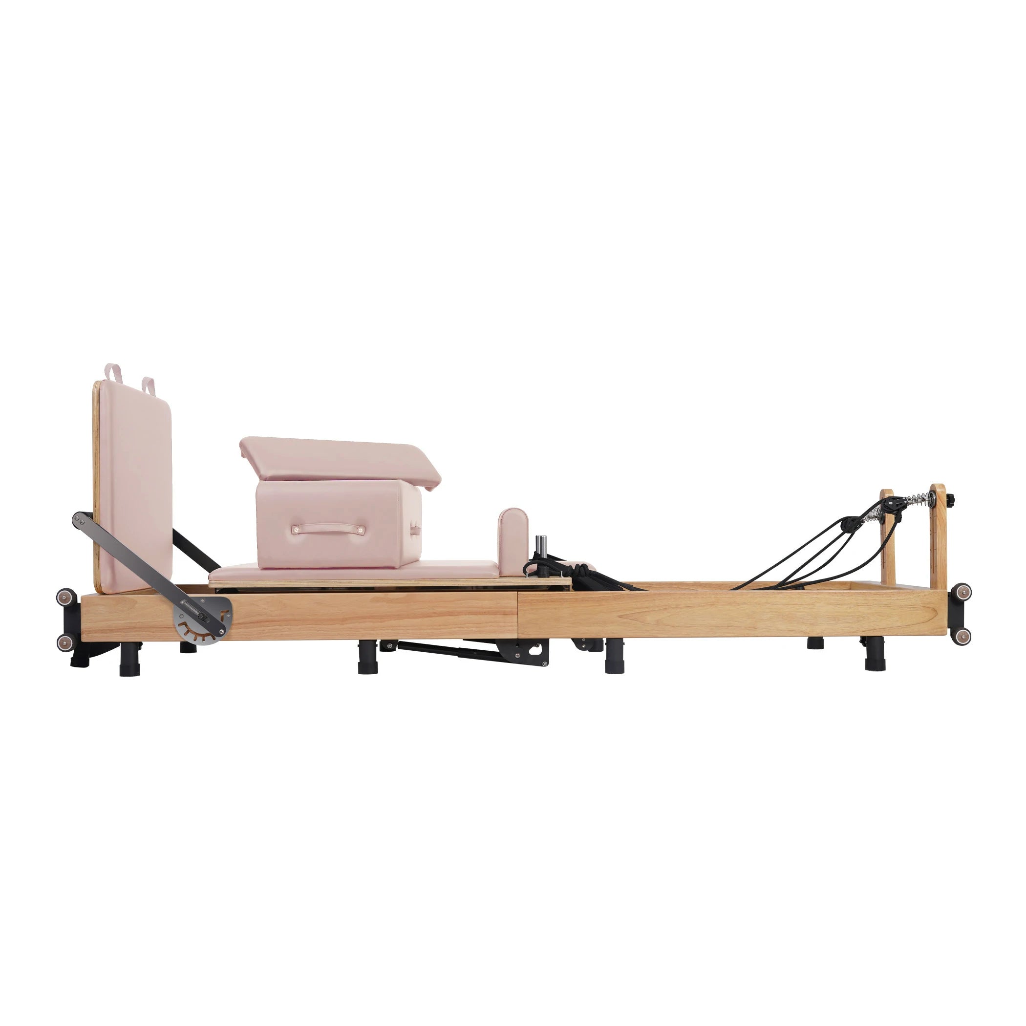 Foldable Oak Pilates Reformer Pink