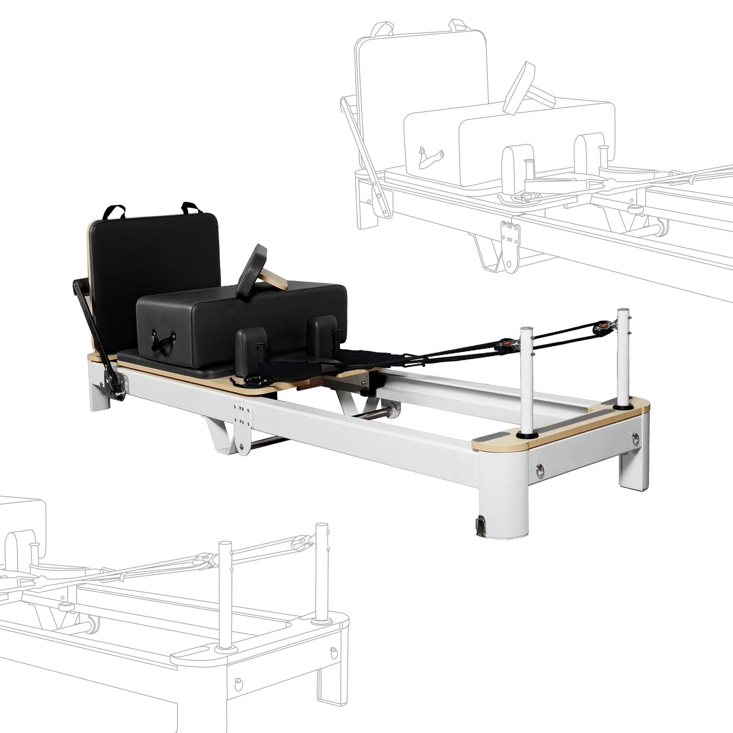 Folding Pilates Aluminum Alloy Reformer Black