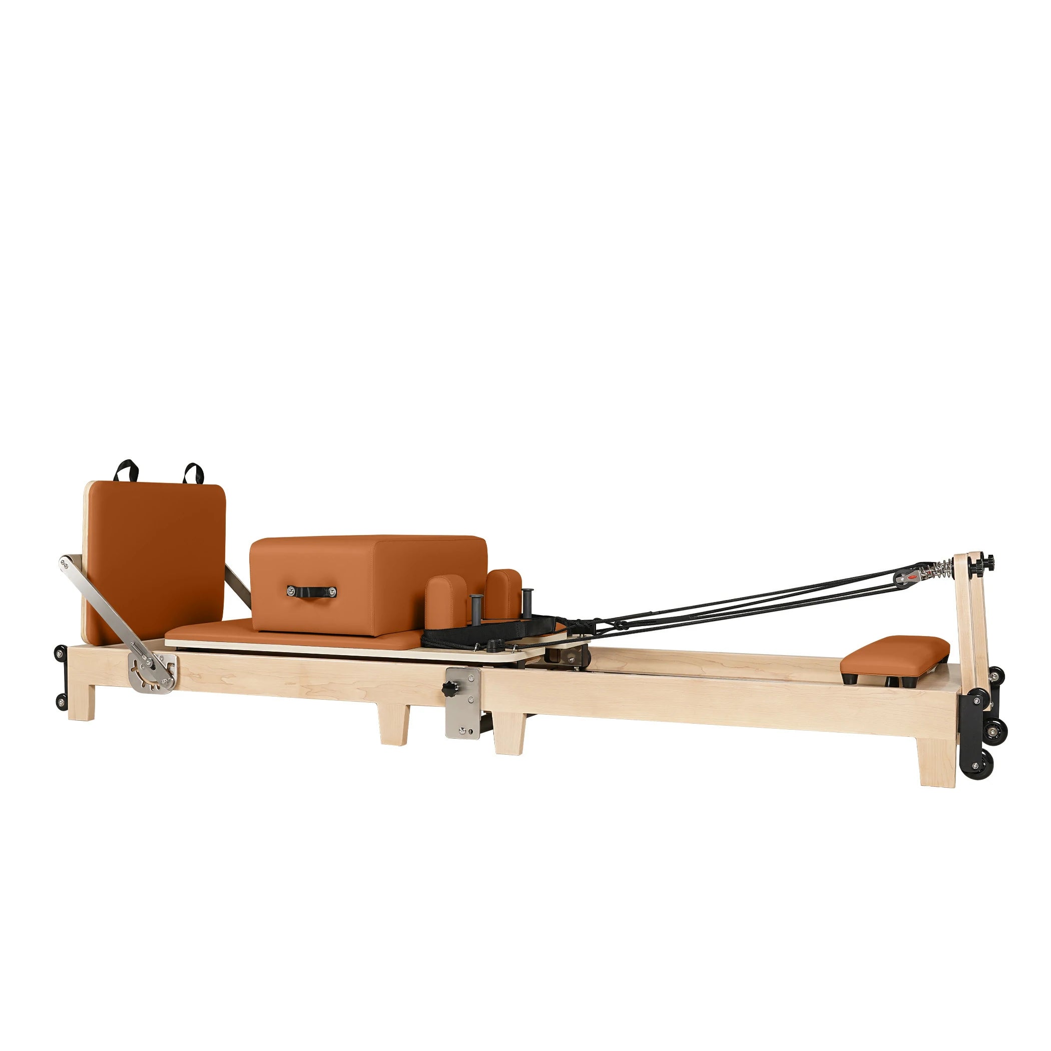 Foldable Maple Wood Pilates Reformer Orange