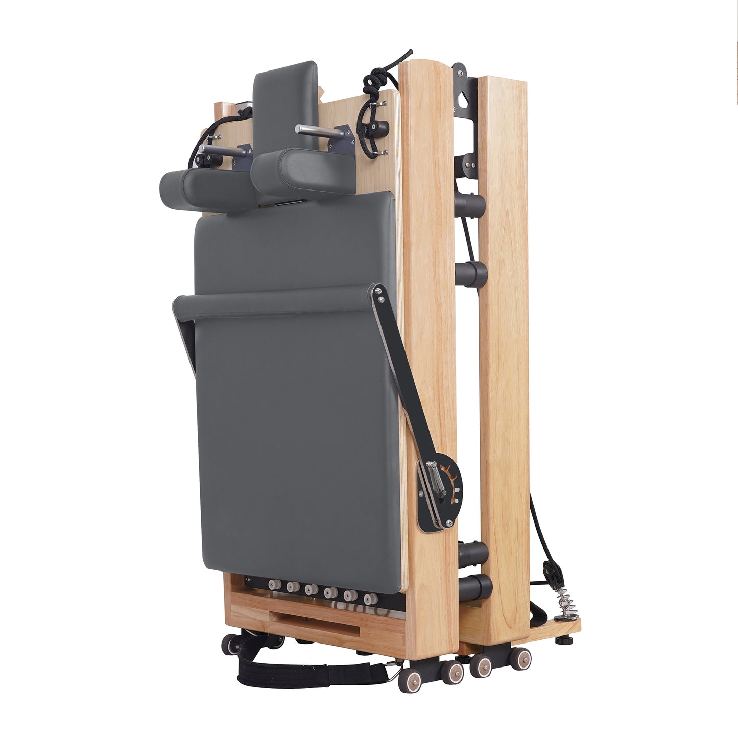 Oak Pilates Reformer mit verstellbaren Beinen, faltbar, Grau
