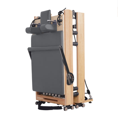 Oak Pilates Reformer mit verstellbaren Beinen, faltbar, Grau