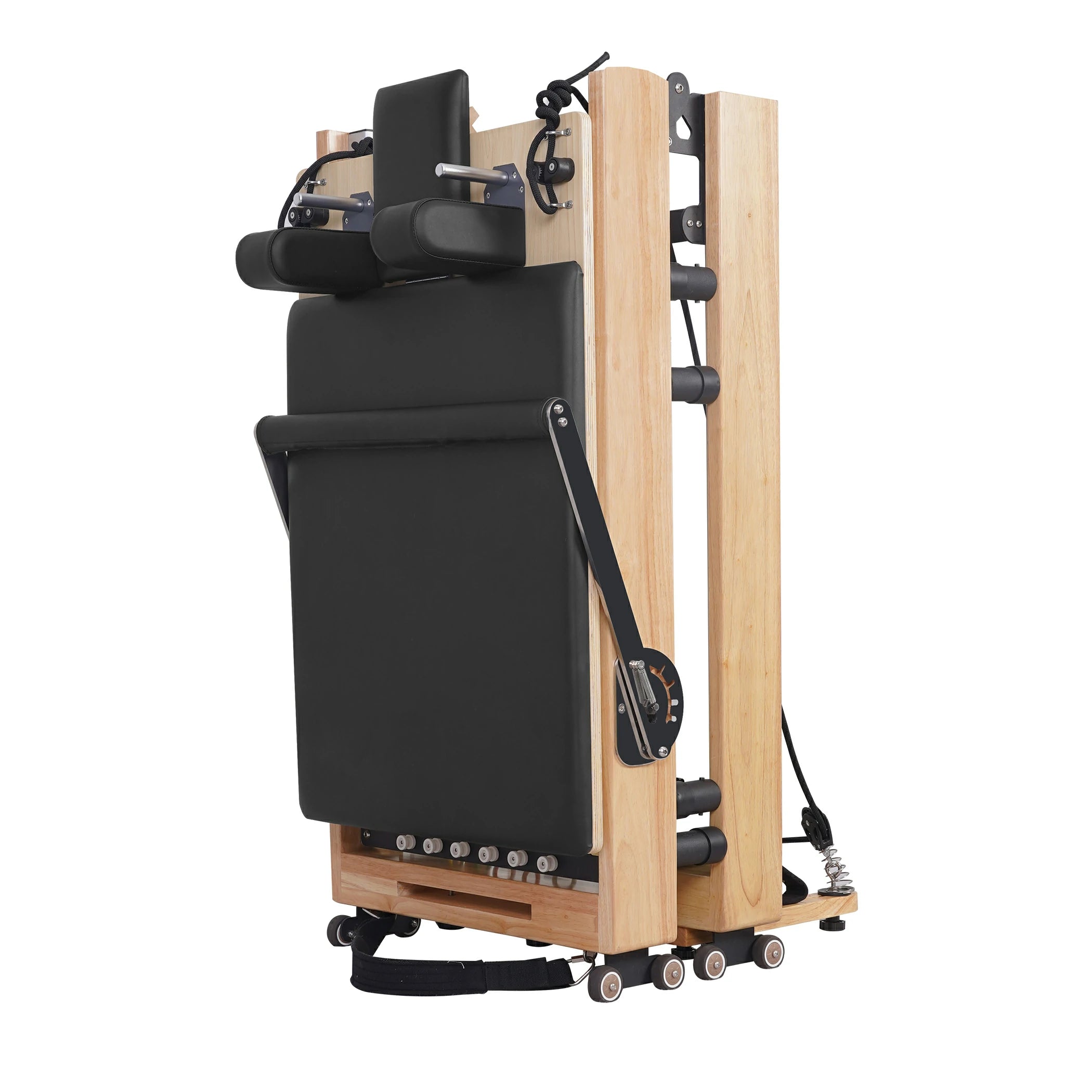 Foldable Oak Pilates Reformer Black