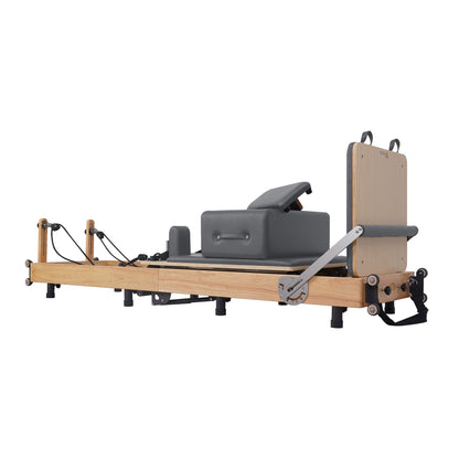 Oak Pilates Reformer mit verstellbaren Beinen, faltbar, Grau