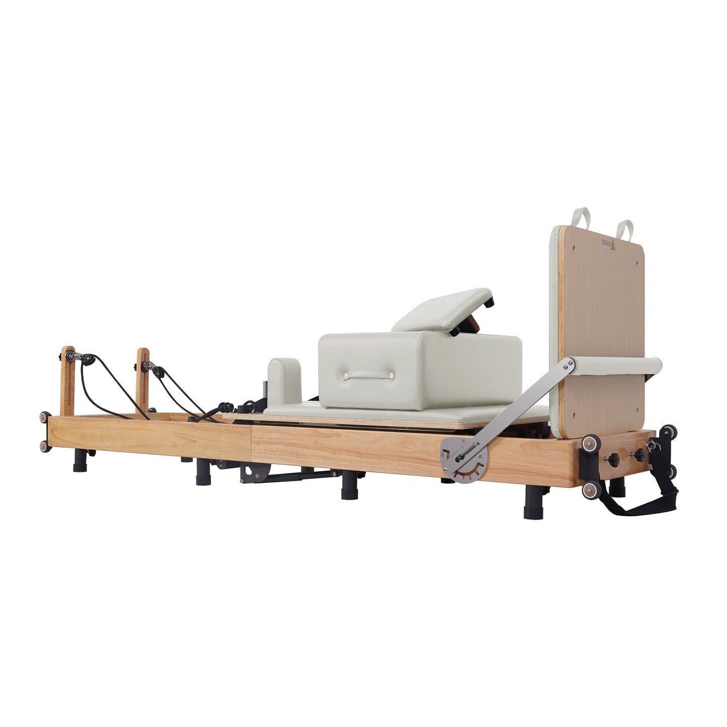 Oak Adjustable-Leg Foldable Pilates Reformer White