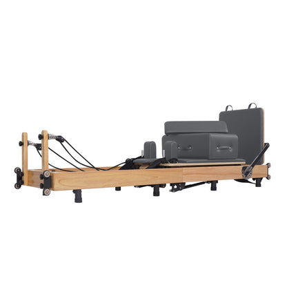 Oak Pilates Reformer mit verstellbaren Beinen, faltbar, Grau