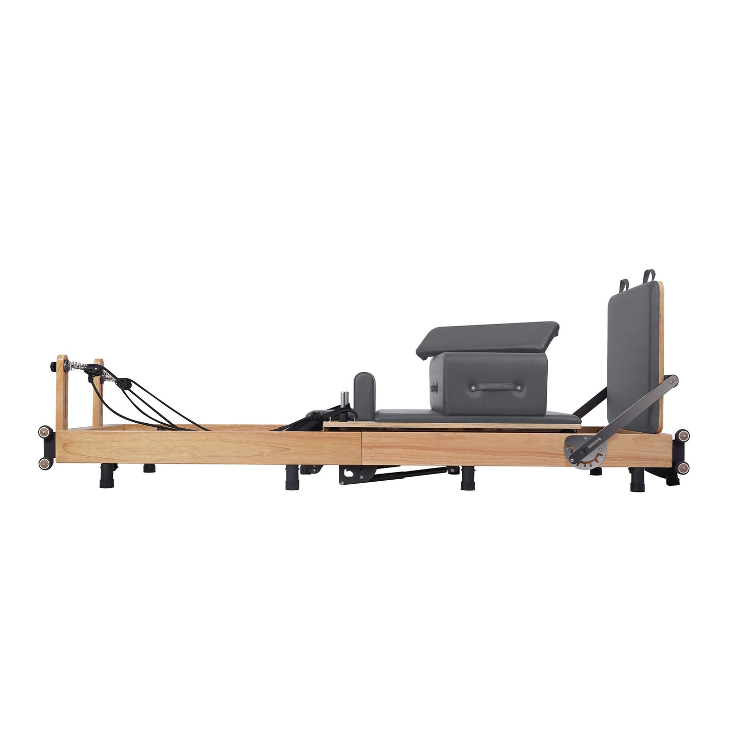 Oak Pilates Reformer mit verstellbaren Beinen, faltbar, Grau