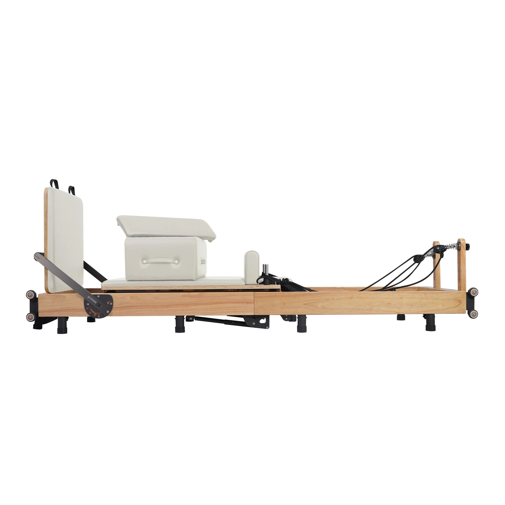 Foldable Oak Pilates Reformer Cream White