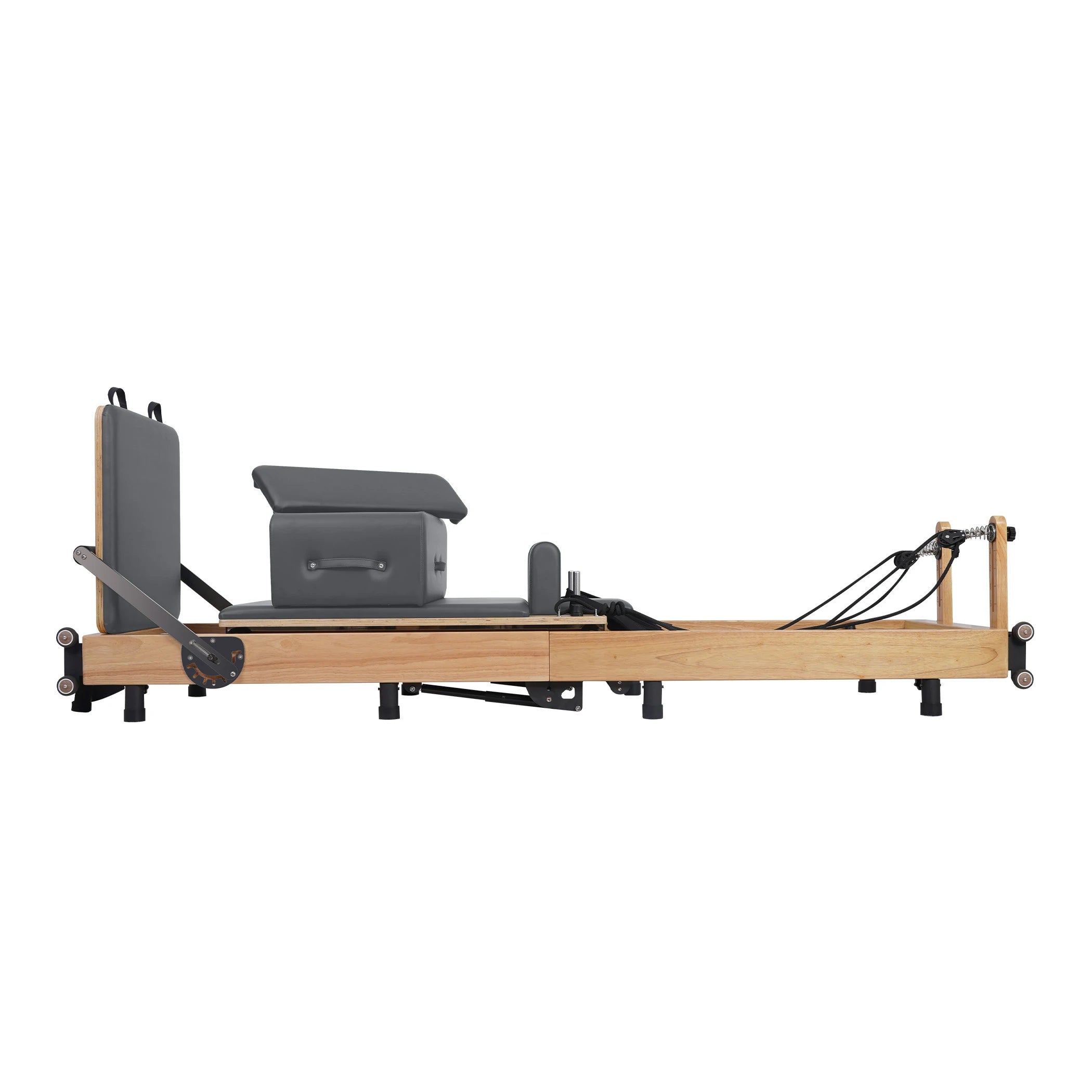 Foldable Oak Pilates Reformer Grey