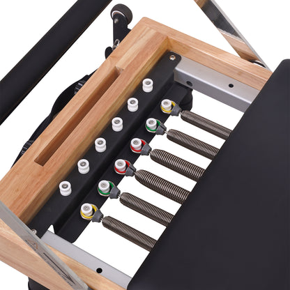 Oak Adjustable-Leg Foldable Pilates Reformer Black