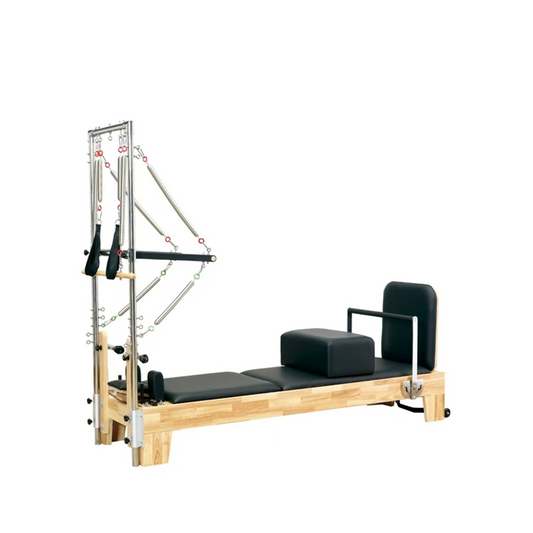 Oak Pilates Reformer with Tower Black